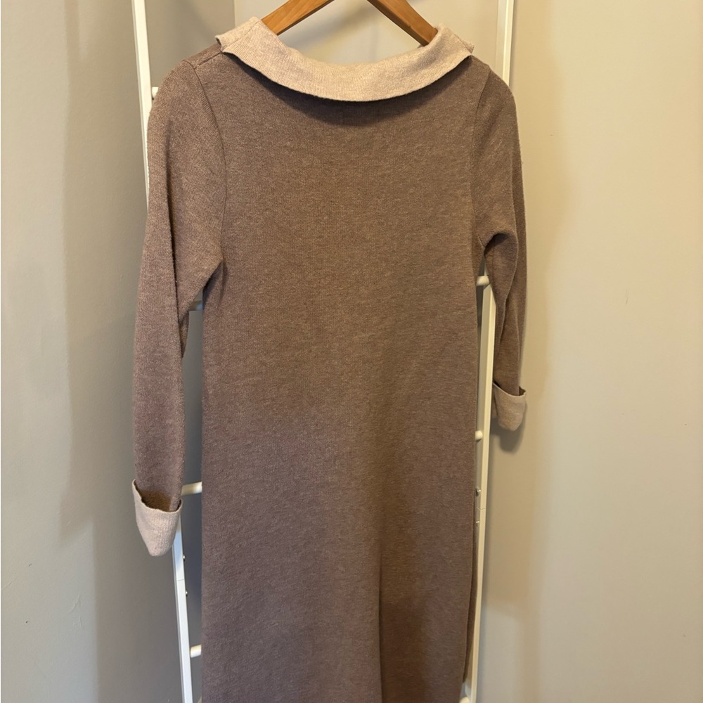 Adrienne Vittadini Taupe and Cream Knit Sweater Dress - Picture 3 of 5